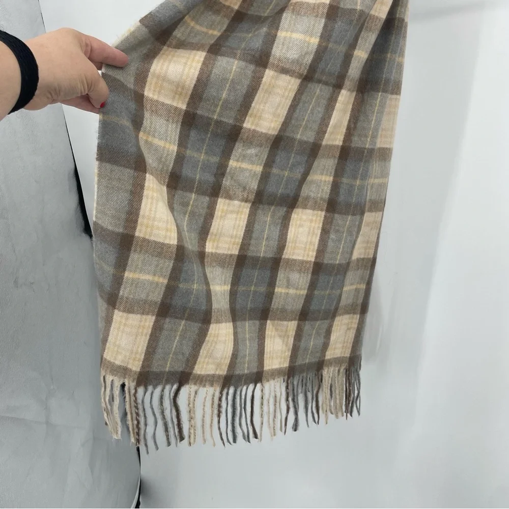 House Of Tweed‎ Scotland | Colorblock Rectangle Scarf Beige gray Unisex